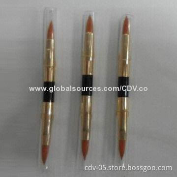 Makeup eye applicators, made of plastic handle and aluminum ferrule with synthetic hair